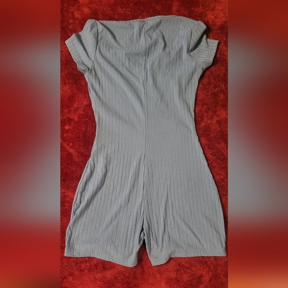Trends SHEIN EZwear Notched Neck Rib Knit Unitard Romper, Size XS - Picture 3 of 7
